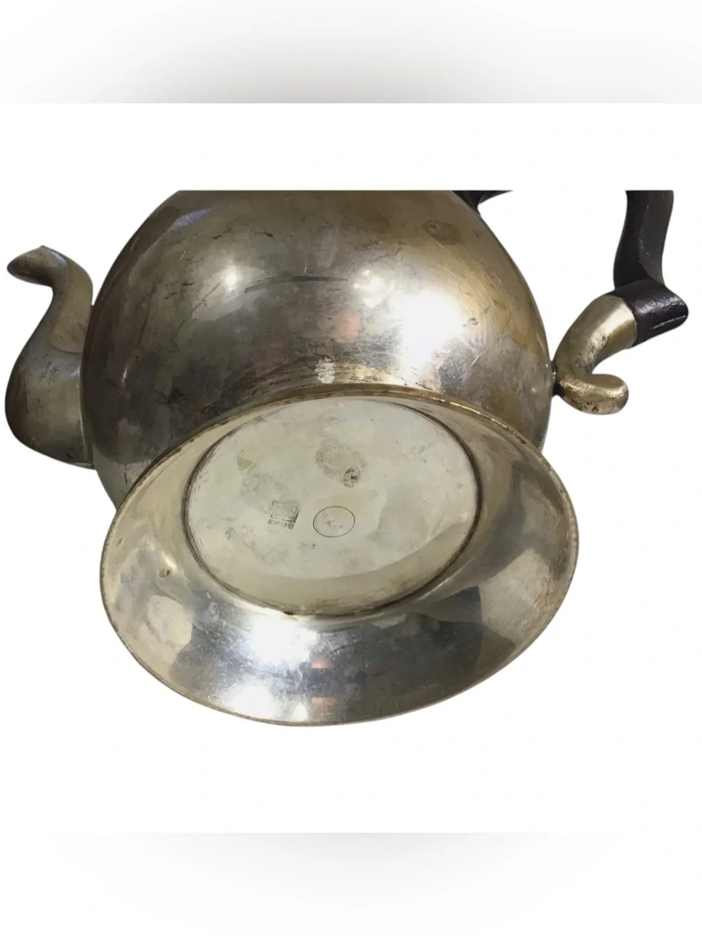 Vintage EPNS Coffee Tea Pot Pair Brass Tone 8.5” 10” Black Handles India